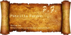 Petrilla Ferenc névjegykártya